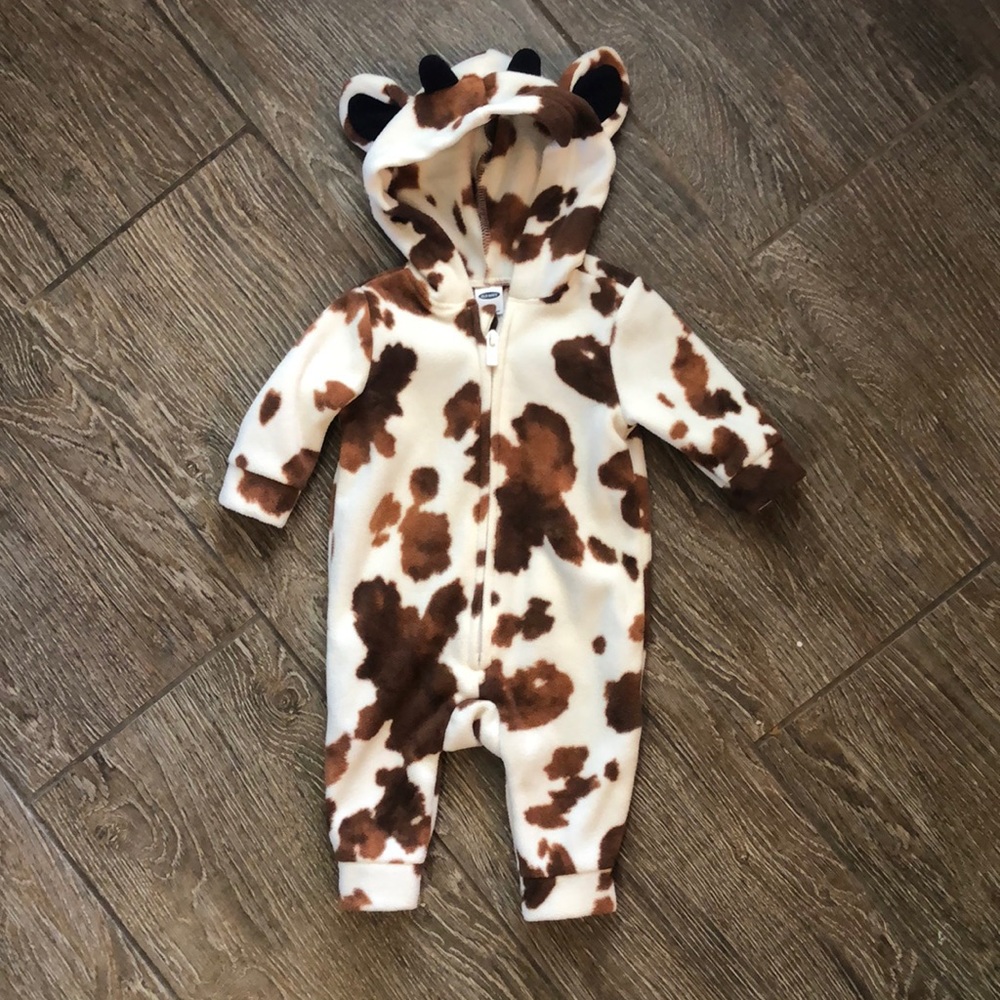 Cow fleece onesie